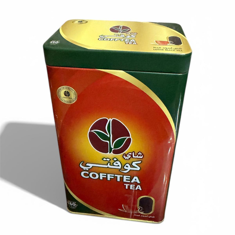 Cofftea tea packaging with red and green design on a white background